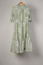 Load image into Gallery viewer, Mint And White Printed Tiered Dress
