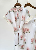 Load image into Gallery viewer, Peach Hydrangea Print Linen Set
