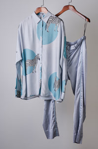 Grey zebra print shirt with solid pants Coordinated set