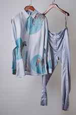 Load image into Gallery viewer, Grey zebra print shirt with solid pants Coordinated set
