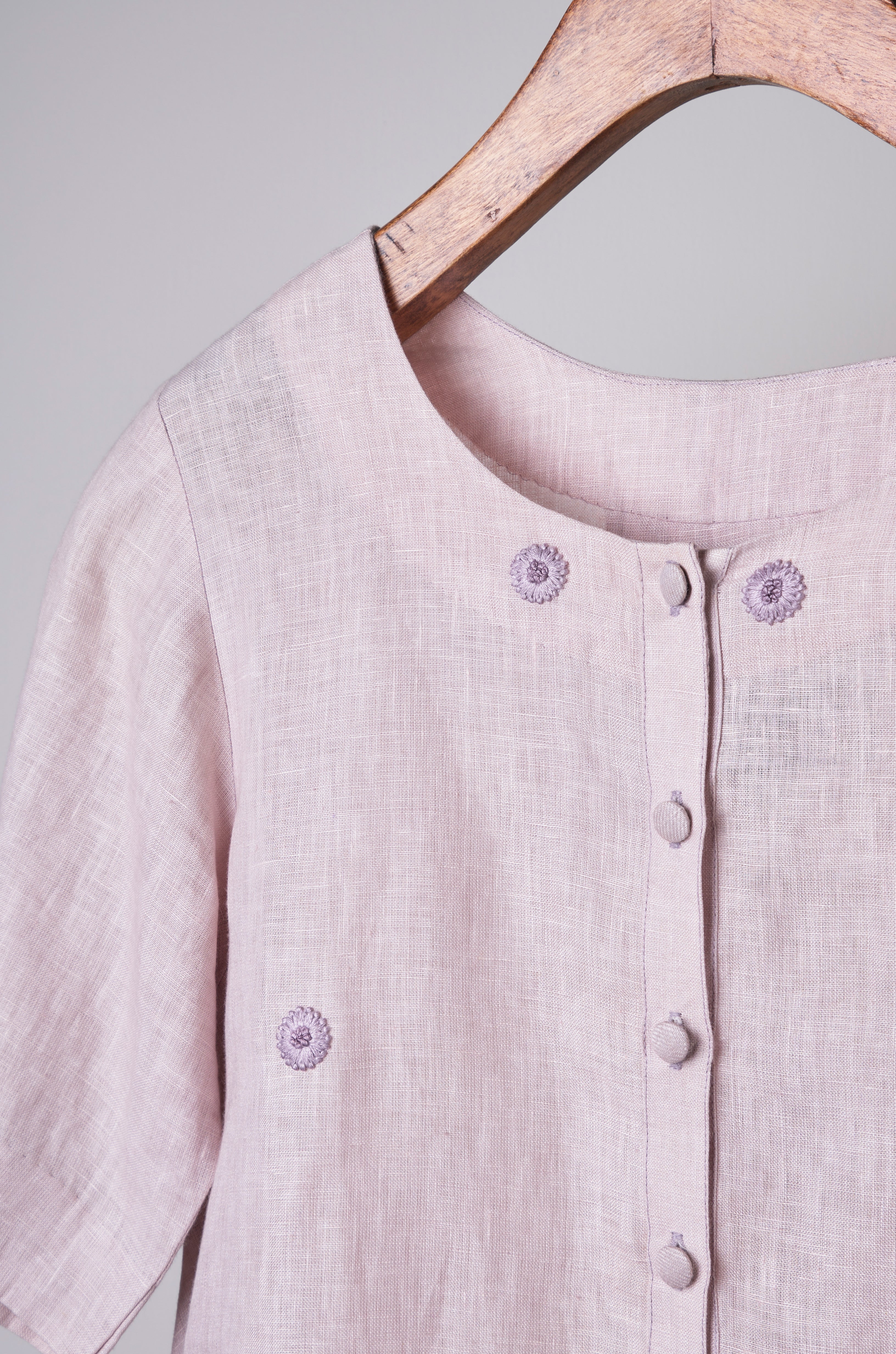 Mauve polka pants with embroidered top Coordinated set