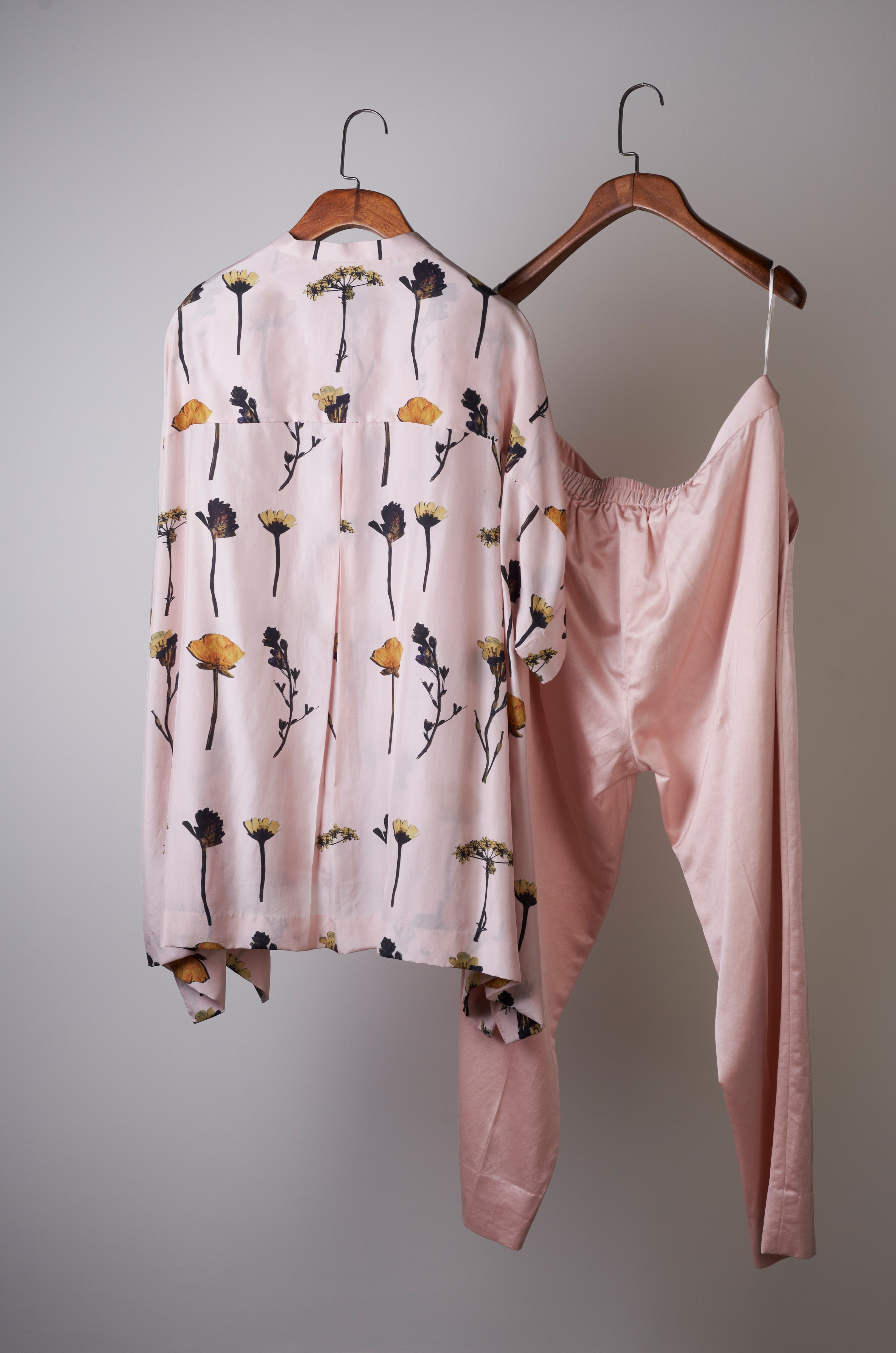 Lilac printed top with solid pants Coordinated set