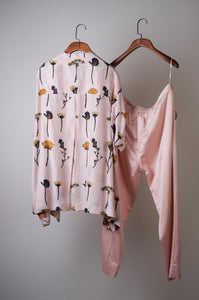 Lilac printed top with solid pants Coordinated set