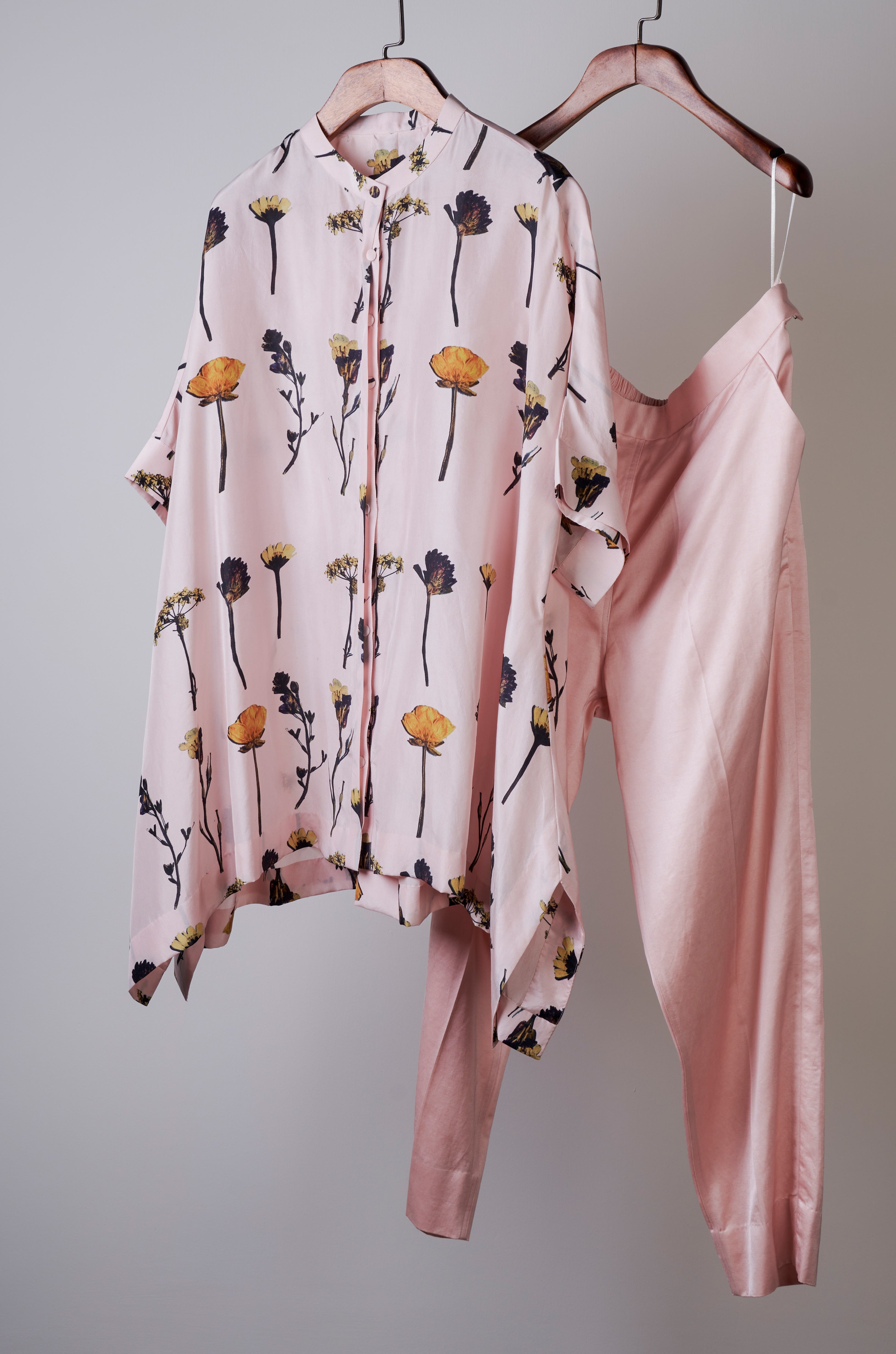 Lilac printed top with solid pants Coordinated set