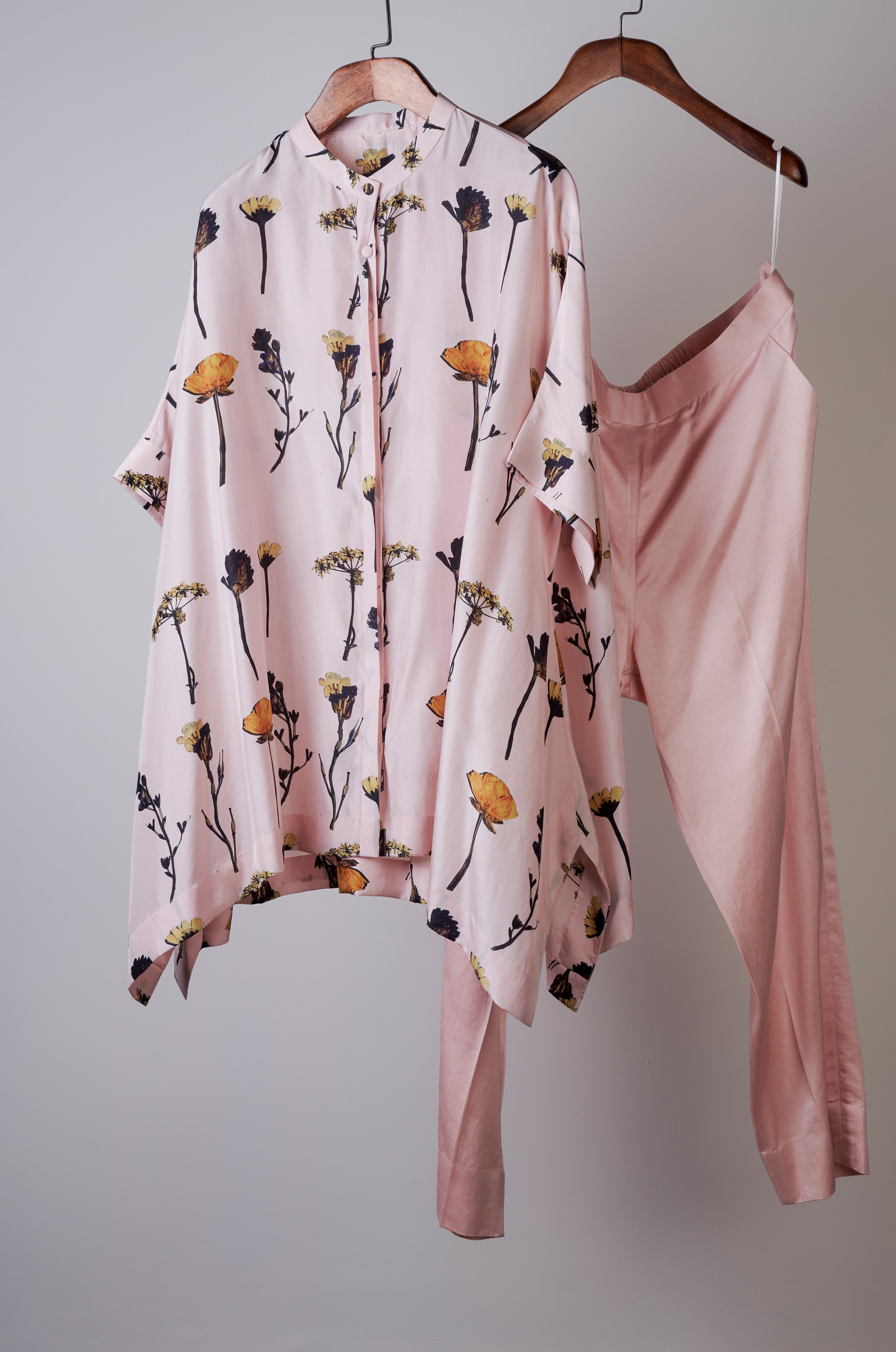 Lilac printed top with solid pants Coordinated set