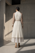 Load image into Gallery viewer, White and Beige Pearl  embroidered Trench
