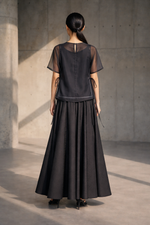 Load image into Gallery viewer, Black Organza Hand Embroidered Bib Top and Skirt Set
