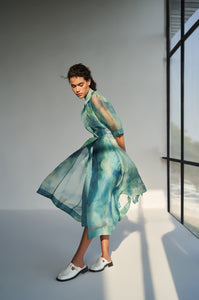 Bay Printed Organza Trench with Slip dress – Snehaarora Bay Printed Organza Trench with Slip dress – Snehaarora
