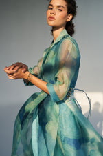 Load image into Gallery viewer, Bay Printed Organza Trench with Slip dress
