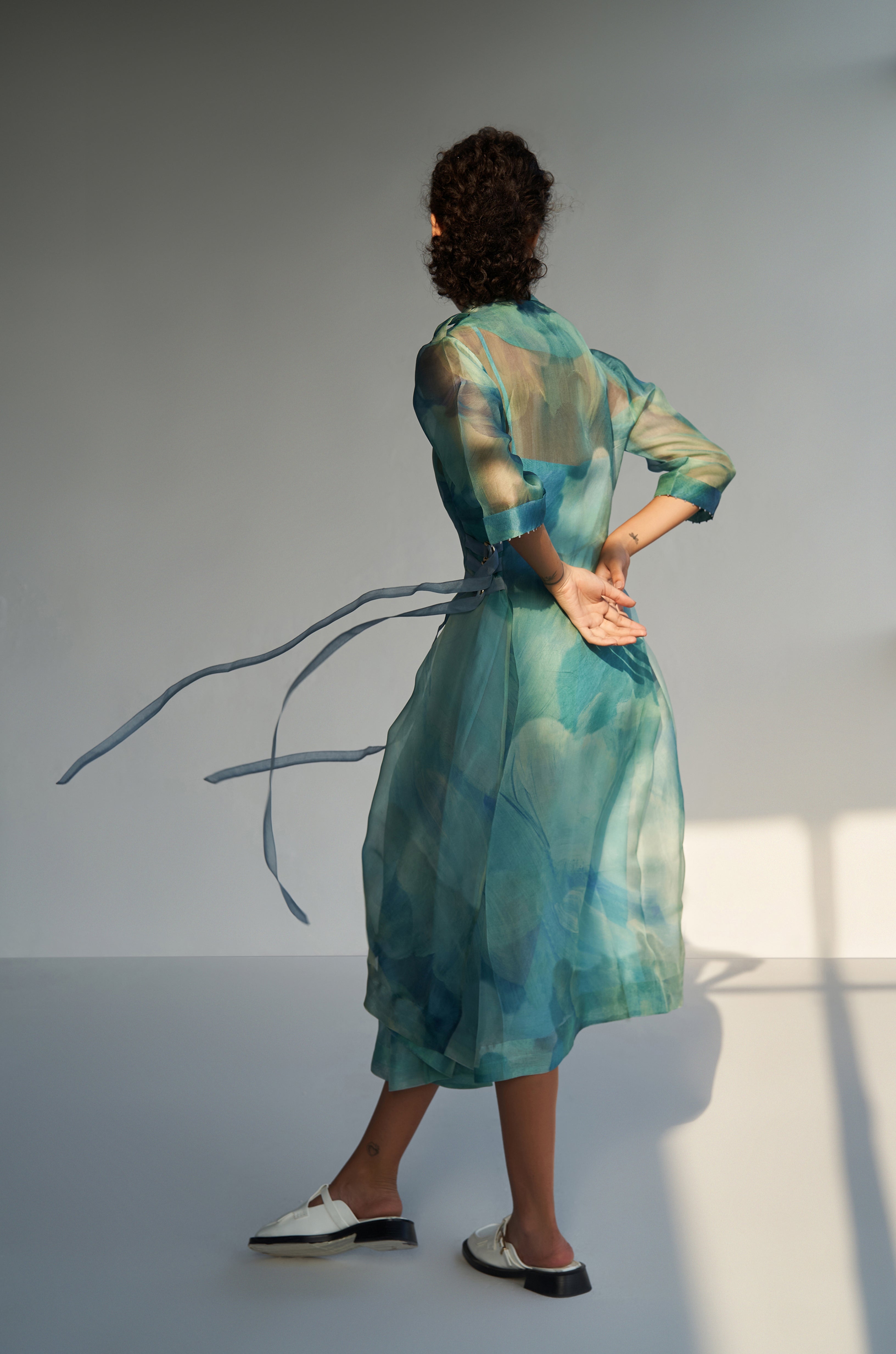 organza coat over dress LONG Sleeve Patterned Organza Jacket With Strapless A-Line Floor Length Dress White / LONG Dress