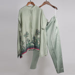 Load image into Gallery viewer, Mint tree printed top with solid pants Coordinated set
