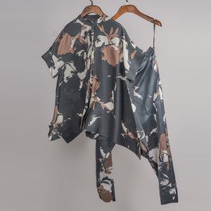 Black floral printed top with printed pants Coordinated set