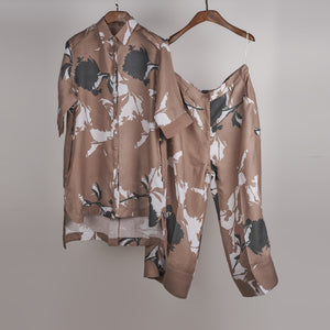 Beige print on print Linen Co-ord Set