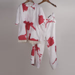 Load image into Gallery viewer, Pink and white print on print Linen Co-ord Set
