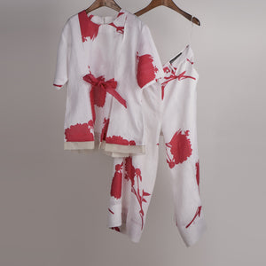 Pink and white print on print Linen Co-ord Set
