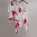 Load image into Gallery viewer, Pink and white print on print Linen Co-ord Set
