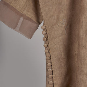Beige solid embroidered Linen Co-ord Set