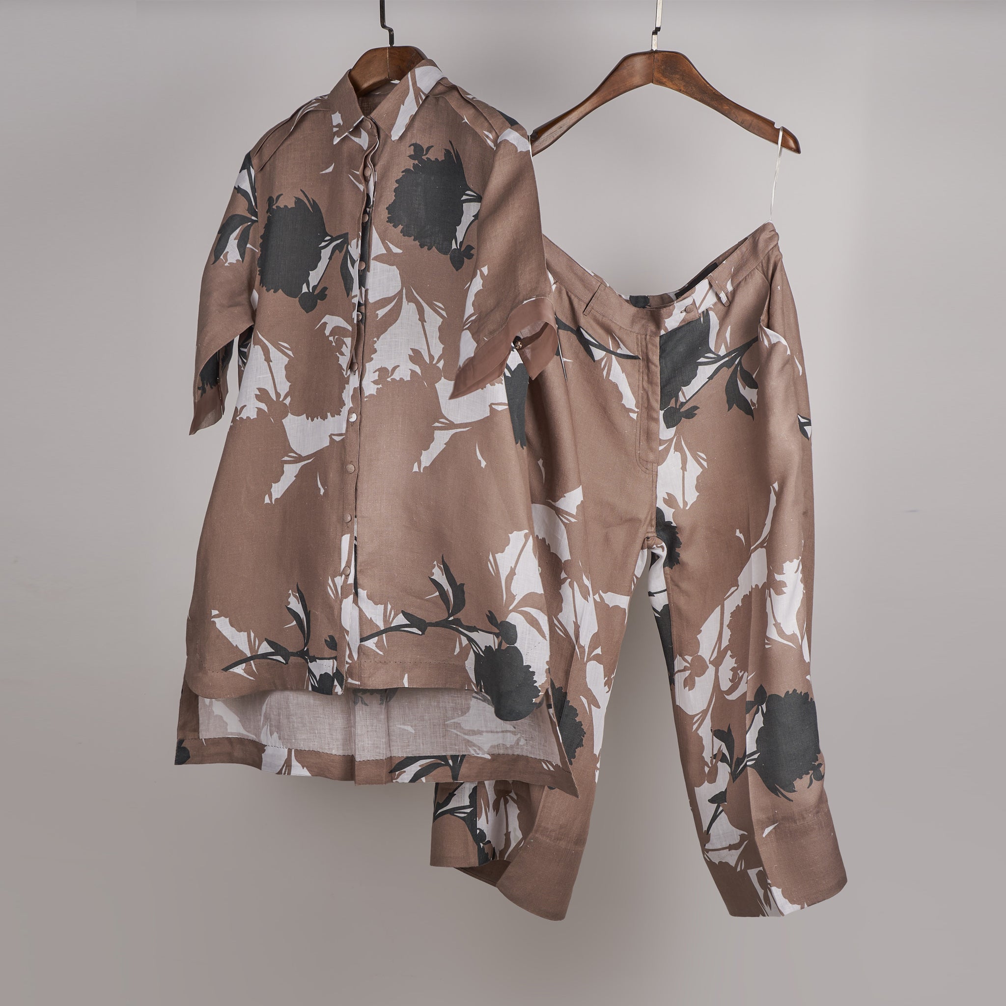 Beige print on print Linen Co-ord Set