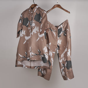 Beige print on print Linen Co-ord Set