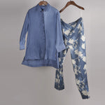 Load image into Gallery viewer, Shades of Blue solid shirt with printed pants Coordinated set
