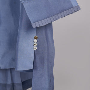 Shades of Blue solid shirt with printed pants Coordinated set