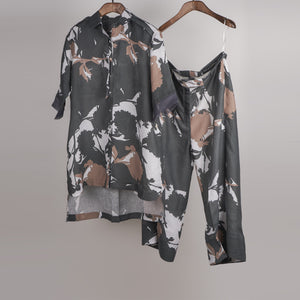Black print on print Linen Co-ord Set