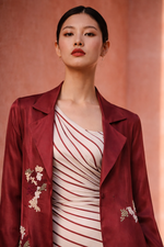 Load image into Gallery viewer, Red Slowburn hand embroidered trench
