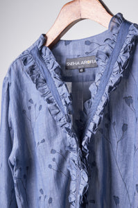 Denim printed top with solid pants Coordinated set