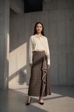 Load image into Gallery viewer, Tan Check Stir Skirt
