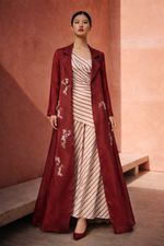 Load image into Gallery viewer, Red striped Murmur skirt set
