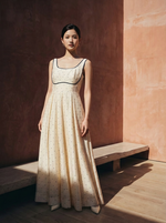 Load image into Gallery viewer, Off White Small Polka Printed Riverside Dress
