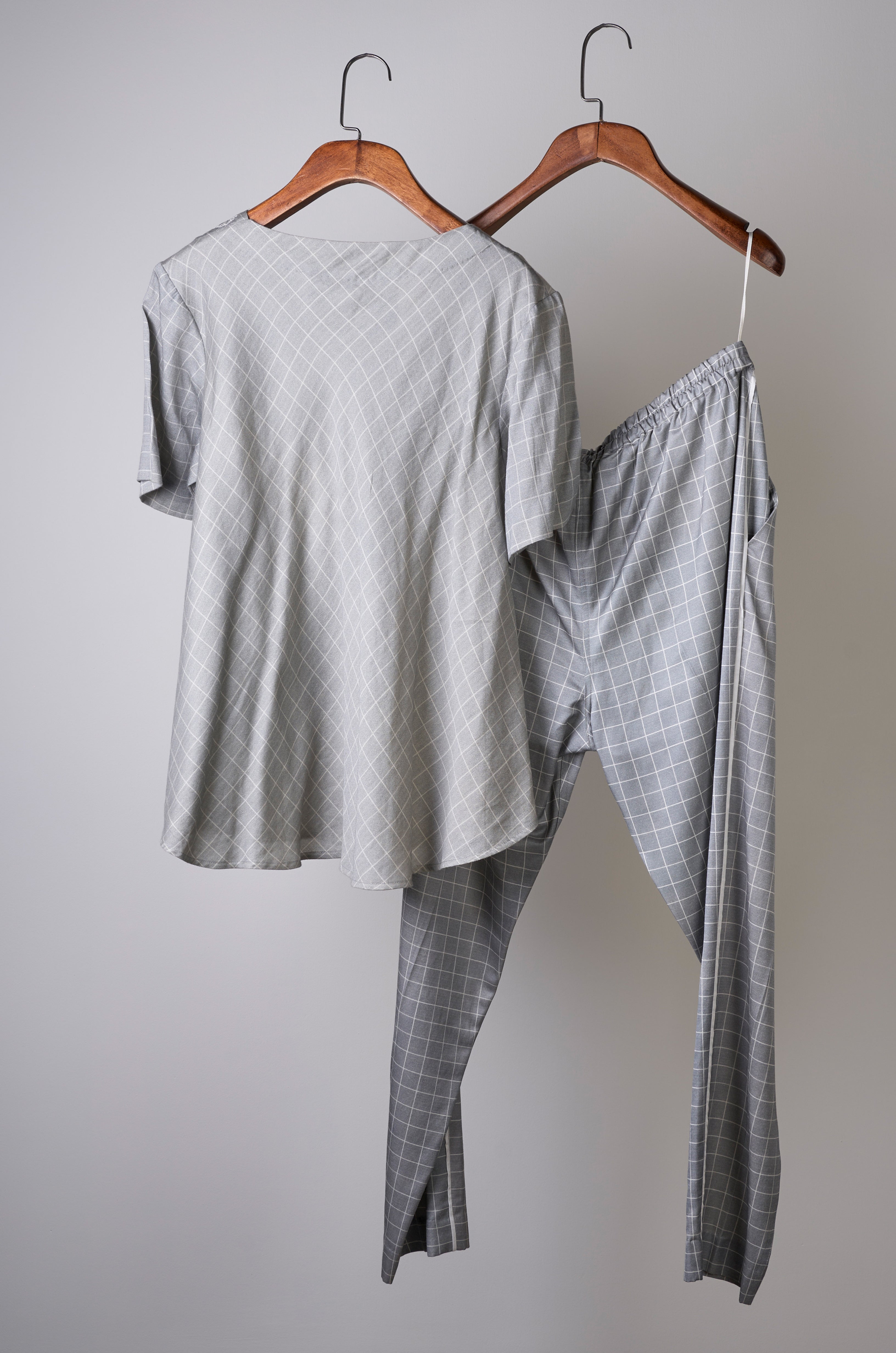 Grey printed top with printed pants Coordinated set