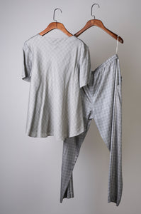 Grey printed top with printed pants Coordinated set