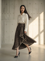 Load image into Gallery viewer, Tan Check Stir Skirt
