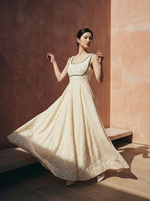 Load image into Gallery viewer, Off White Small Polka Printed Riverside Dress
