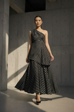 Load image into Gallery viewer, Black striped Murmur skirt set
