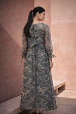 Load image into Gallery viewer, Teal and Beige Shadowplay Dress
