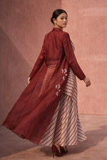 Load image into Gallery viewer, Red Slowburn hand embroidered trench
