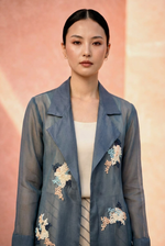 Load image into Gallery viewer, Teal Slowburn Hand Embroidered Trench
