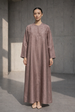 Load image into Gallery viewer, Dirty Pink Bloom tone hand embroidered Dress
