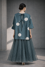 Load image into Gallery viewer, Teal Big Polka Top
