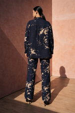 Load image into Gallery viewer, Black and Beige Floral Linen Set
