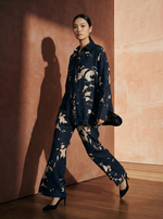 Load image into Gallery viewer, Black and Beige Floral Linen Set
