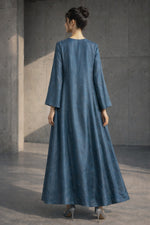 Load image into Gallery viewer, Solid Teal Polka Hand Embroidery Dress
