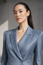 Load image into Gallery viewer, Teal Solid Silk Blazer

