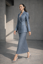 Load image into Gallery viewer, Teal scallop embroidered Skirt
