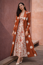Load image into Gallery viewer, Beige and Red Floral Printed Riverside Dress
