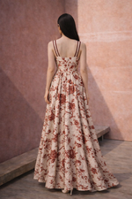 Load image into Gallery viewer, Beige and Red Floral Printed Riverside Dress
