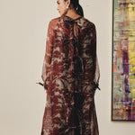Load image into Gallery viewer, Red and Beige Shadowplay Dress
