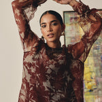 Load image into Gallery viewer, Red and Beige Shadowplay Dress
